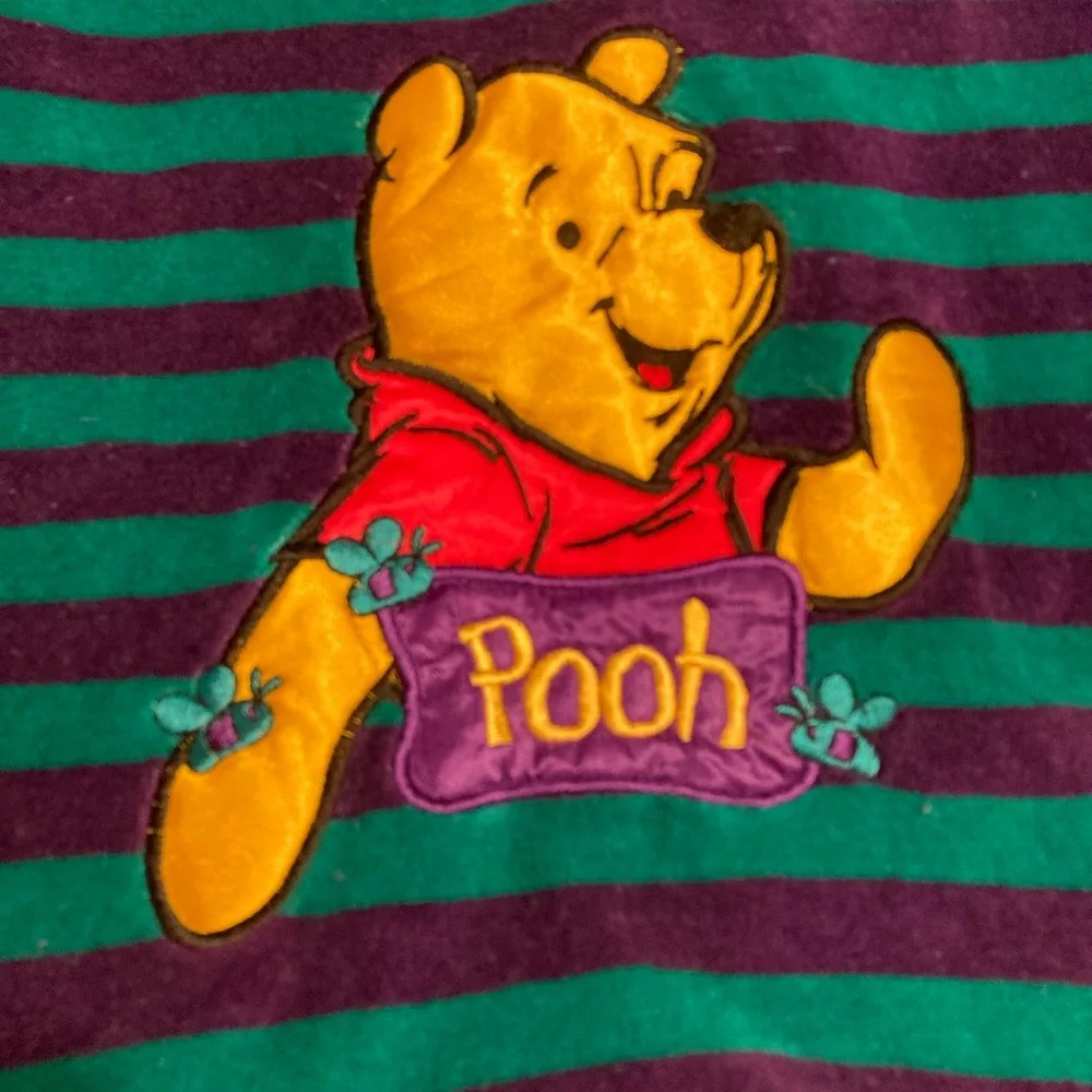 Vintage The Disney Store Winnie The Pooh Striped Purple Green Dress Girls 6X - Picture 6 of 6